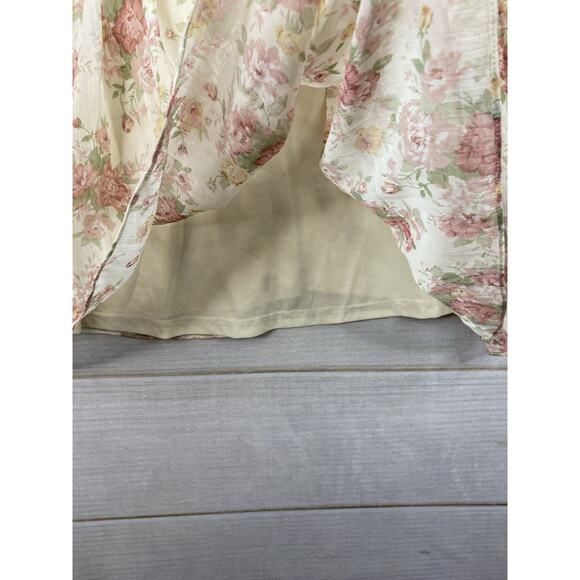 Ark & Co Anthropologie Dress Women L Cream Floral Rose Pintuck Sleeveless Halter - Picture 7 of 14